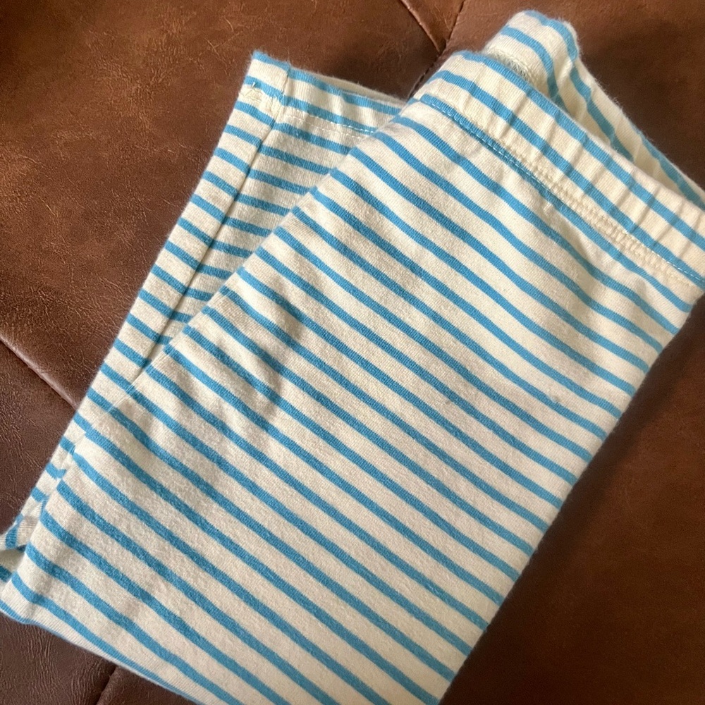 Hanna Andersson Blue and Cream Leggings with Stripes Size 12-18 Months - Picture 3 of 7